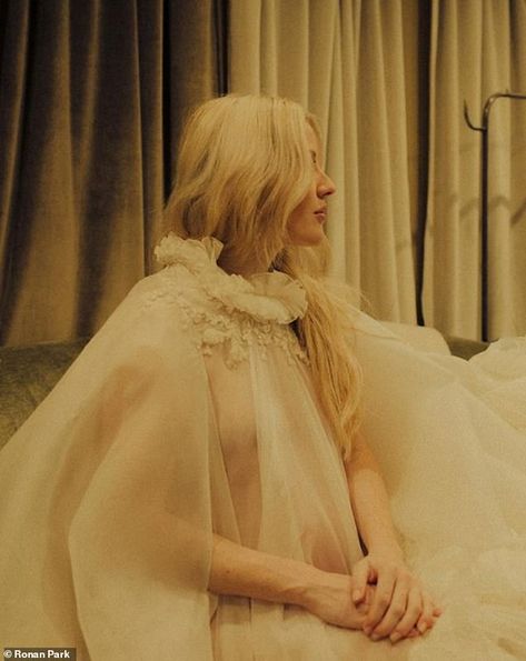 Ellie Goulding Aesthetic, Sheer Cape, Cape Gown, Sheer Gown, Baby Arrival, Ellie Goulding, Baby Cover, Music Aesthetic, Baby Bump