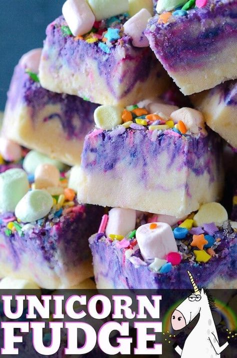 Unicorn Fudge, Fudge Christmas, Marshmallow Fudge, Bake Sale Treats, Unicorn Purple, Weight Watcher Desserts, Pastel Cupcakes, Bake Sale Recipes, Low Carb Dessert