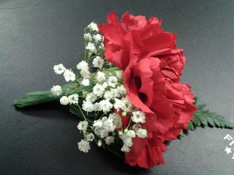 Red Carnation boutinnere Red Carnation, 50th Anniversary, Boutonniere, Floral Wreath, Flowers, Floral, Red, Home Decor, Design