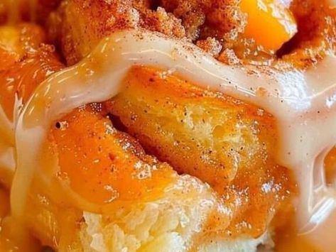 Spiced Peach Cobbler Cinnamon Rolls: A Sweet Taste of Summer | Soul Screwed Series | NewsBreak Original Peach Cobbler Cinnamon Rolls, Pineapple Salmon, Peaches Cream Cheese, Sour Worms, Spiced Peaches, Cheesy Grits, Shrimp And Rice, Salmon Dishes, Peaches Cream