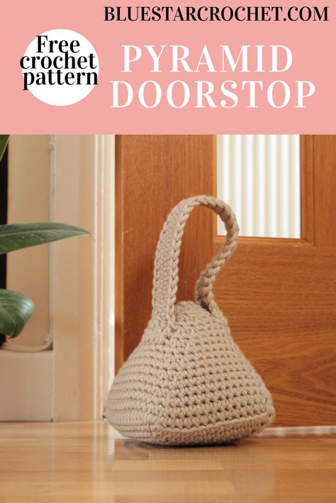 Door Stop Crochet Pattern Free, Crochet Pyramid, Crochet Doorstop, Doorstop Pattern Free, Diy Doorstop, Doorstop Pattern, Crochet Cozies, Beginner Friendly Crochet, Oopsie Daisy