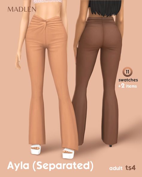 Thought it would be a great idea to separate this outfit. It's just so versatile! 🤎🤎🤎 EarlyAccess #sims #sims4 #ts4 #ts4cc #ts4mm #maxismatch #pants #flares #flarepants Sims 4 Maxis Match Cargo Pants, Sims 4 Cc Pants Female Maxis Match, Maxis Match Pants Sims 4, Sims 4 Cc Flared Pants, Sims 4 Maxis Match Bottoms, Outfit Ideas Sims 4, Curseforge Mods Sims 4 Clothes, Sims 4 Cc Flare Pants, Flared Leggings Sims 4 Cc