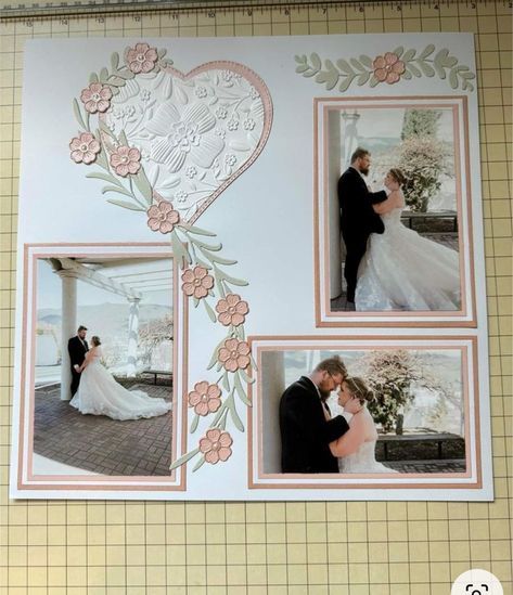 Wedding Scrapbook Pages Layouts Simple, Engagement Scrapbook, Wedding Photo Album Layout, Travis Wedding, Wedding Layouts, Wedding Album Scrapbooking, Wedding Layout, Bridal Shower Scrapbook, Scrapbook Planning