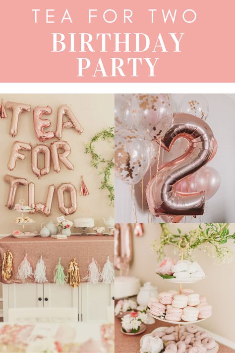 Let’s Partea First Birthday, Tutus And Tea Birthday Party, Tea Time For Two Birthday, 2 Year Tea Party Birthday, Tea For Two Party Ideas, Tea For Two Birthday Party Food, 2nd Birthday Tea Party For Girl, Tea Party 2nd Birthday Ideas, Tea For Two Birthday Party Cake