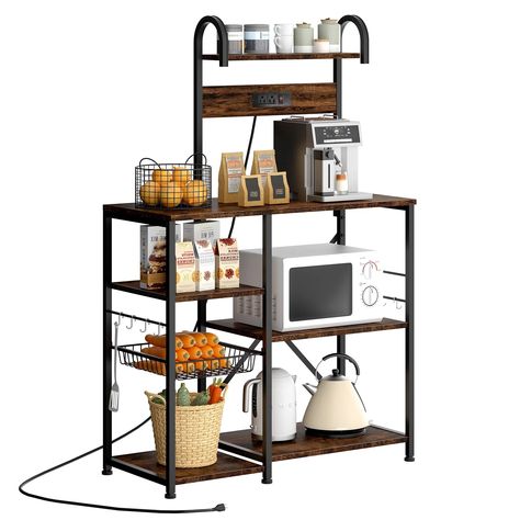 Bakers Rack with Power Outlet, Industrial Kitchen Island Storage Shelf with 6 Hooks 6 Tier Rack Now $99.99 was $199.99$199.99 You save$100.00 https://mavely.app.link/e/3f80Rv5ntLb [AD] *Possible Commissions earned on Qualifying Purchases. Deals, Discounts, Prices and codes and change at anytime. #coffeebar #bakersrack #halfoff Microwave Table Ideas, Kitchen Island Storage, Island Storage, Industrial Kitchen Island, Microwave Shelf, Baker's Rack, Coffee Bar Station, Microwave Stand, Spice Rack Organiser