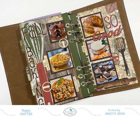 These Baking Pages from Annette are making me so hungry! She documented all the delights of yummy Fall foods with two tall layouts using autumn colors and rustic wood patterns. I love the little tabs she added to each photo, … Read More... Annette Green, Planner Essential, Coffee Cards, Craft Planner, Elizabeth Craft Designs, Elizabeth Craft, Fall Baking, Planner Design, Wood Patterns