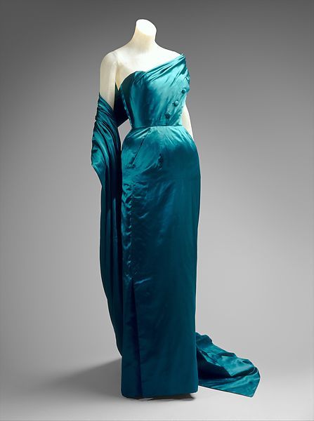 Jacques Fath | Evening dress | French | The Met Jacques Fath, Silk Evening Dress, Vintage Fashion 1950s, Fashion 1950s, French Fashion Designers, Vintage Gowns, Vintage Couture, 50s Dresses, Vintage Vogue