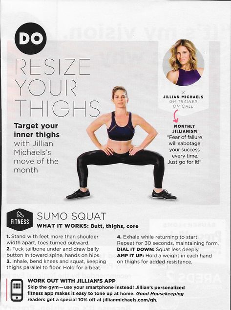 Squat Form, Jillian Michaels, Front Squat, Sumo Squats, Squat Workout, Inner Thigh, Toned Arms, Get Moving, Workout Rooms