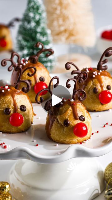 Saloni Mehta | Vegan & Eggless Baking on Instagram: "Rudolf Cream Puffs 

🎄Wishing a Merry Christmas Eve to everyone celebrating and also sharing my last Christmas recipe of the year. 

These reindeer cream puffs are so adorable and delicious to eat! The recipe is without eggs and dairy. 🎄🎄✨

Get all the bakeware for this recipe from @bakerssecret_official 

Choux pastry or Cream puff recipe: 
•120ml (1/2cup)Milk ( I have used unsweetened vegan milk or any milk of your choice)
•120ml (1/2cup)Water 
•60g (1/4cup) Butter ( vegan butter sticks)
•130g (1cup)All Purpose Flour
•1 tablespoon Granulated Sugar 
•pinch of Salt 
•250ml (1cup) Just egg ( 🌱it is a vegan egg replacement ingredient)
•30ml (2 tablespoons) Milk ( mixed with just egg) 

Method:
-Preheat the oven to 400f without fan. In Christmas Choux Pastry, Just Egg, Vegan Egg Replacement, Cream Puff Recipe, Vegan Egg, Egg Replacement, Puff Recipe, Eggless Baking, Christmas Recipe