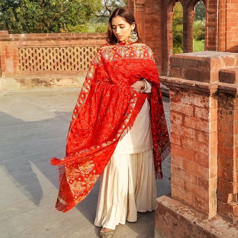 Dupatta Designs Ideas, Punjabi Wedding Suit, Phulkari Suit, Glowing Moon, Patiala Suit Designs, Punjabi Suits Designer Boutique, Phulkari Dupatta, Patiala Suit, Casual College Outfits