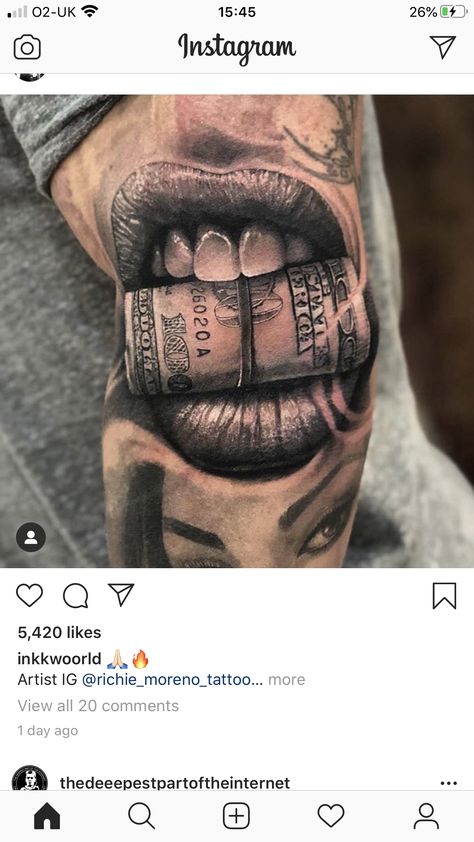 Money Talks Tattoo, Money Tattoos For Men, Money Tattoo Designs, Money Sign Tattoo, Money Tattoos, Tato Lengan Bawah, Cool Money, Faith Tattoos, Dollar Tattoo