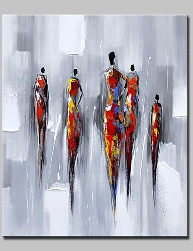 Oil Painting Hand Painted - Abstract People Modern European Style Stretched Canvas African Abstract Art, Couples Canvas Painting, Abstract People, African Paintings, African Art Paintings, Abstract City, Pottery Painting Designs, Art Painting Gallery, Contemporary Abstract Painting