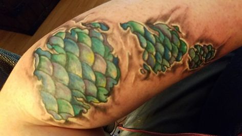 Blue And Green Tattoo, Scales Tattoo, Mermaid Scales Tattoo, Green Tattoo, Deuce Gorgon, Green Tattoos, Scale Tattoo, Mermaid Scales, Love Tattoos