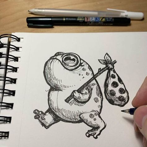 Sketches Unique, Monster Drawings, Chris Ryniak, Friendly Monster, Monster Drawing, Unique Drawings, Frog Art, Creature Drawings, Arte Sketchbook