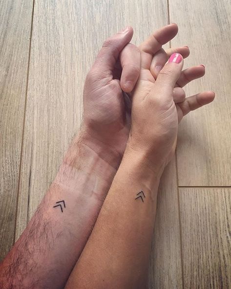 Forever An Arrow Tattoo, Simple Couples Tattoos, Couple Wrist Tattoos, Pair Tattoos, Partner Tattoos, Couple Tattoos Unique Meaningful, Cute Couple Tattoos, Small Couple Tattoos, Couple Tattoos Unique