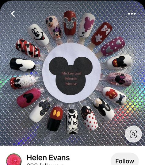 Mouse Nail Art, Mickey Mouse Nail Art, Disneyland Nails, Disney Christmas Nails, Mouse Nails, Disney Nail Designs, Mickey Mouse Nails, Disney Inspired Nails, Disney Acrylic Nails