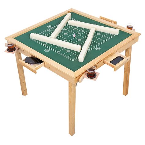 PRICES MAY VARY. This square folding wood table made for Board game has excellent flatness and stability, This is a perfect choice for various sorts of table games, such as Mahjong, Poker, domino game, Blackjack, Texas Hold' m and more. Hence, it is very suitable for clubs , bars, game rooms, home, etc.          Multifunctional folding mahjong table     Material: wood     Surface: 5mm plush surface     Size: 34.64"*34.64"*28.74"        Fully foldable design     With unique design, this mahjong t Folding Card Table, Team Table, Mahjong Table, Quiet Games, Card Game Table, Wood Table Legs, Table Folding, Domino Games, Poker Night