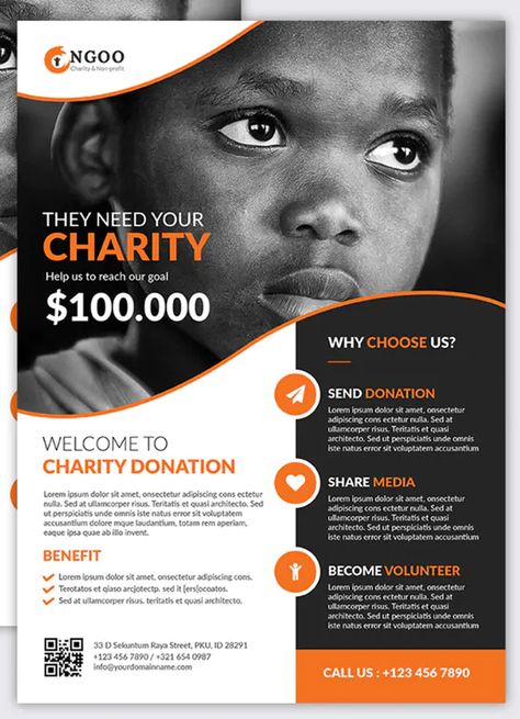 Charity Flyer Template PSD Fundraising Flyer Design, Fundraising Poster, Sport Flyer, Graphic Design Posters Layout, Education Poster Design, Free Psd Flyer Templates, Graphic Design Brochure, Flyer Design Layout, Graphic Design Flyer