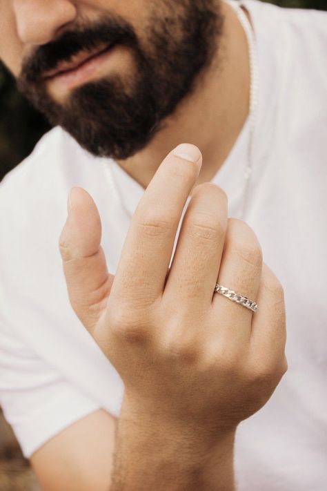 Silver Chain Ring, Diamond Infinity Necklace, Silver Ring For Men, Simple Chain Necklace, Linking Rings, Infinity Necklace, Valentines Necklace, Ring For Men, Unisex Jewelry