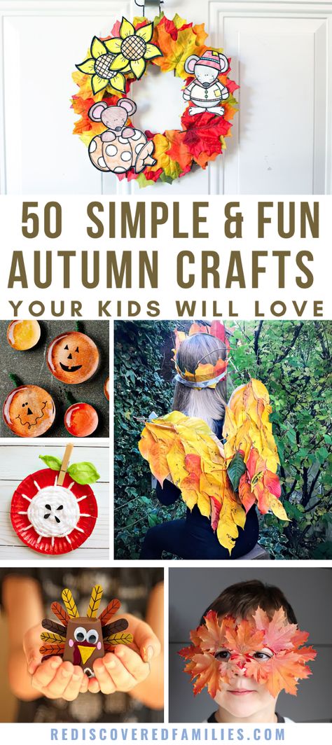 Celebrate the beauty of autumn with our collection of 50 fall crafts for kids. These fun and easy projects include everything from pumpkin decorations to creative autumn leaves crafts. Perfect for elementary children, these activities are great for the first day of Fall or any time you want to embrace the season. Enjoy simple DIY crafts that bring the spirit of Fall into your home. Kid Crafts Fall, Autumn Diy Crafts Kids, Fall Art Projects For Elementary Students, First Day Of Autumn Crafts For Kids, Fall Craft Activities For Kids, Fall Arts And Crafts For Elementary Kids, Autumn Creative Ideas For Children, Fall Art Activities For Toddlers, Fall Crafts For Prek