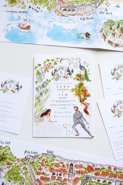 Jolly Edition Blog Post July 2017 fairy-tale illustrated wedding invitation by @jollyedition Jolly Edition, Elegant Illustration, Wedding Invitation Elegant, Illustrated Wedding Invitations, Destination Wedding Invitation, Gifts For The Home, Baltimore Wedding, Wedding Illustration, Family Kitchen