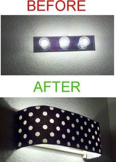 Diy Vanity Lights, Hollywood Vanity Lights, Light Fixture Makeover, Bathroom Lighting Diy, Vanity Light Shade, Remodeling Hacks, Lighting Makeover, Lighting Updates, Contemporary Lamp Shades