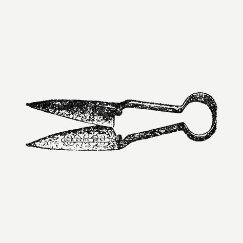 Black Ink Drawing, Old Garden, Black And White Graphic, Garden Shears, Farm Tools, Collage Vintage, Open Door, Ink Drawing, Vintage Illustration