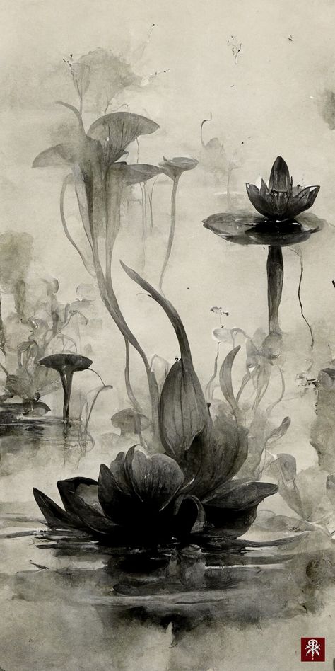 Chinese Text Wallpaper, Painting Lotus, Japanese Ink Painting, Ink Wash Painting, Chinese Landscape Painting, Chinese Art Painting, Lotus Art, Japanese Art Prints, Tinta China