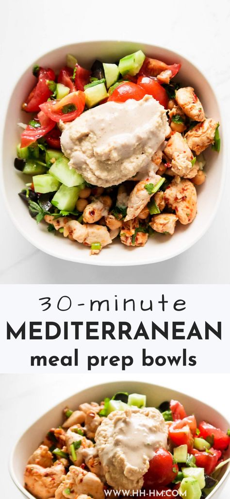 Mediterranean Meal Prep Bowls Recipe - Her Highness, Hungry Me Easy Healthy Chicken Dinner, Mediterranean Meal Prep, Mediterranean Diet Recipe, Easy Healthy Chicken, Recipe With Chicken, Meal Ready To Eat, Fast Meals, Toddler Recipes, Prep Bowls