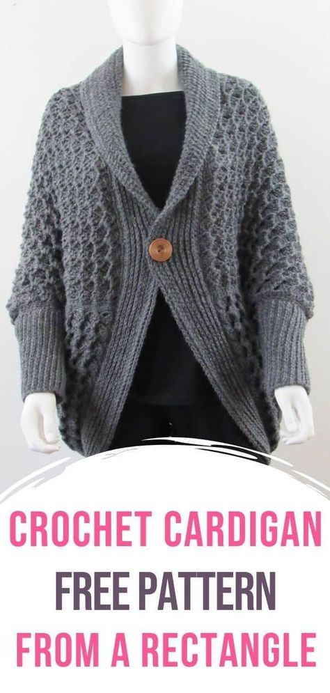 You will love the texture of this cardigan crochet pattern for women. It includes woman’s sizes Small to Plus sizes. Made from a simple rectangle, this oversized cocoon or blanket shrug is the perfect beginner cardigan pattern. The stitch pattern is very easy to work yet looks beautiful. #crochetcardigan, #crochetcardiganpattern, #crochetcocoonshrug, #crochetpattern Blanket Cardigan Pattern, Crochet Blanket Cardigan, Cocoon Cardigan Pattern, Crochet Shrug Pattern Free, Crochet Garments, Crochet Cardigan Free, Crochet Cocoon, Blanket Cardigan, Crochet Cardigan Pattern Free