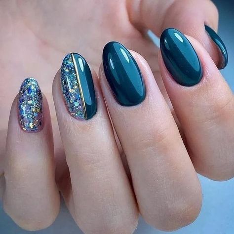 Teal Nails, Plain Nails, Manicure Nail Designs, Simple Gel Nails, Nail Candy, Pretty Nail Art Designs, Pretty Nail Art, Nail Designs Glitter, Elegant Nails