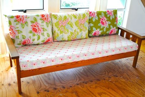 Pin on Crafty Stuff Wood Frame Couch, Couch Makeover, Studio Sofa, Sofa Makeover, Indian Living Rooms, Beach Vintage, Old Sofa, Wooden Sofa, Furniture Hacks