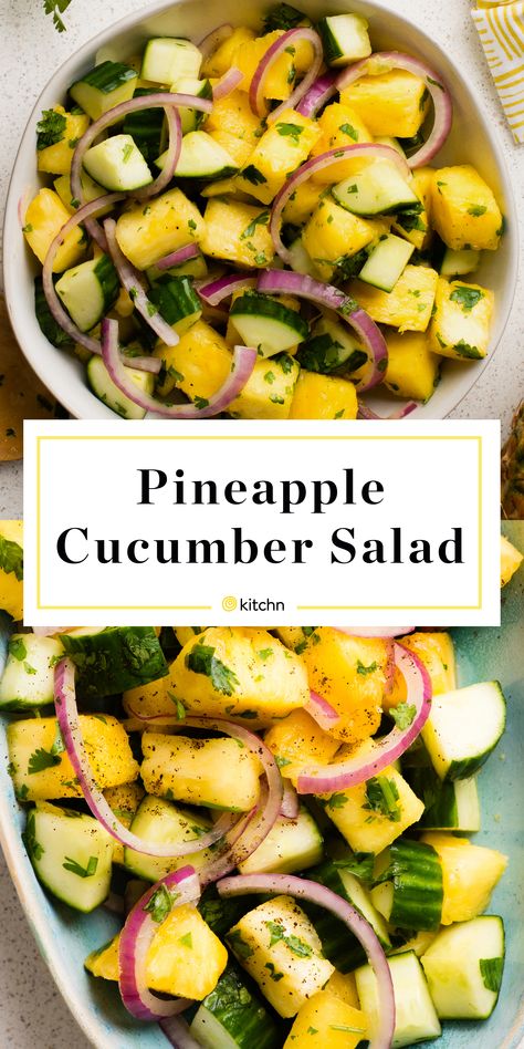 Pineapple Cucumber Salad, Pineapple Cucumber, Cucumber Diet, Salad Salad, Cucumber Recipes Salad, Refreshing Salad, Cucumber Recipes, Raw Vegan Recipes, Cucumber Salad