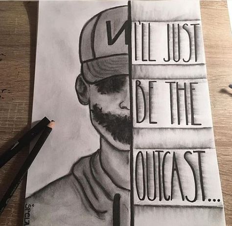 Outcast Drawing, Nf Drawings, Nf Lyrics, Nf Rapper, Nf Quotes, The Outcast, Badass Drawings, Nf Real, Nf Real Music