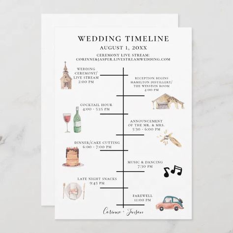 Rustic Watercolor Wedding Timeline Program | Zazzle Couple Timeline, Moodboard Wedding, Rustic Watercolor, Wedding Brochure, Wedding 2025, Late Night Snacks, Wedding Posters, Wedding Timeline, Picture Icon