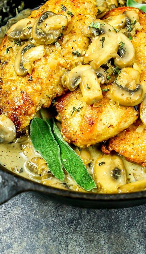 This recipe for Marsala Chicken combines tender chicken breasts with a creamy Marsala wine sauce, mushrooms, and garlic. The cream creates a rich, smooth texture, perfect for chicken main dishes. This easy, healthy recipe is great for family dinners or special occasions, offering gourmet flavors without much effort. Save this pin for your recipe board and explore the full ingredients in the article! Wine Mushrooms, Crock Meals, Wine Chicken, Marsala Sauce, Marsala Recipe, Marsala Chicken Recipes, Chicken Dishes Easy, Healthy Dinner Options, Healthy Chicken Dinner