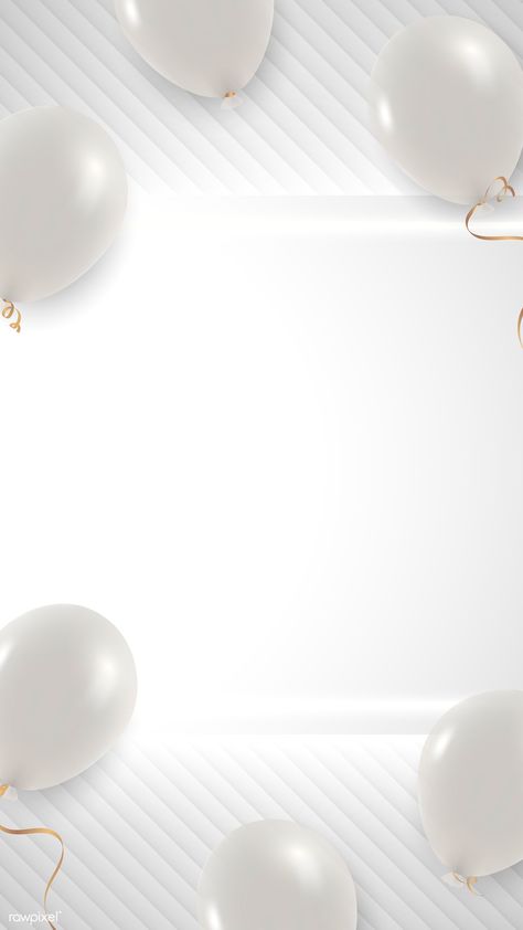 White balloons frame design mobile phone wallpaper vector | free image by rawpixel.com / Kappy Kappy Marble Balloons, Birthday Background Design, Balloon Template, Balloon Mobile, Balloon Frame, Mobile Phone Wallpaper, Balloon Illustration, Happy Birthday Art, Polka Dot Party