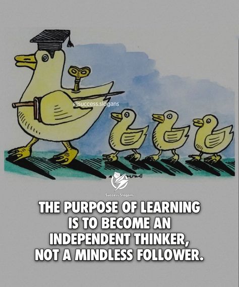 The goal of education is to nurture independent thinkers, not blind followers. 🌟 - √ Feel free to use content, just give credit @success.slogans . . 🖼️ background: DM us for credit and removal ❤️ . √ The best way to change people’s thinking is through the pictures! - - - - ⠀⠀⠀⠀⠀⠀⠀ - #IndependentThinking #CriticalThinking #BeYourOwnPerson #Education #ThinkForYourself #SelfGrowth #Mindfulness #Inspiration #Motivation #KnowledgeIsPower #Wisdom #LifelongLearning #PersonalDevelopment #Innovativ... Question Everything, Knowledge Is Power, Motivational Quotes For Success, The Goal, Critical Thinking, Just Giving, Success Quotes, Personal Development, Motivational Quotes