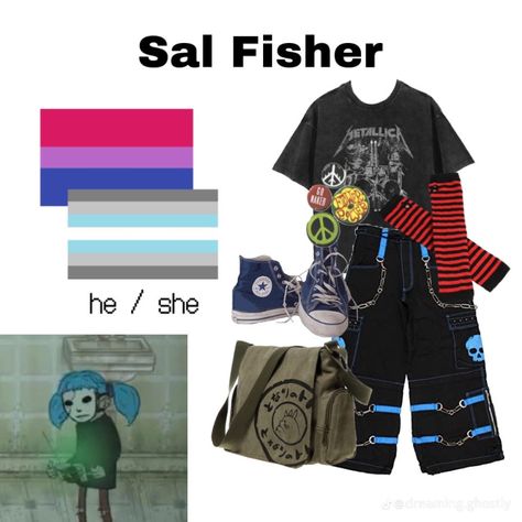 Sally Face Aesthetic Outfit, Sally Face Outfit Ideas, Sally Face Inspired Outfits, Sally Face Outfits, Giffany Gravity Falls, Sally Man, Sal Fisher, Also Me, Nerdy Outfits