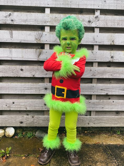 Cutest grinch costume Homemade Grinch Costume, Cute Grinch Costume, Diy Grinch Costume For Boys, Baby Grinch Costume Boy, Girl Grinch Costume, Grinch Costumes, Grinch, School Activities, Ronald Mcdonald