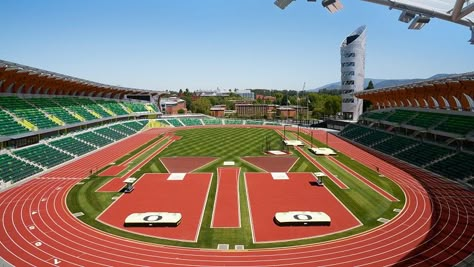 College Track And Field, Oregon Track And Field, College Track, Hayward Field, Project Tracking, Field Athletes, School Building Design, Triple Jump, Education University