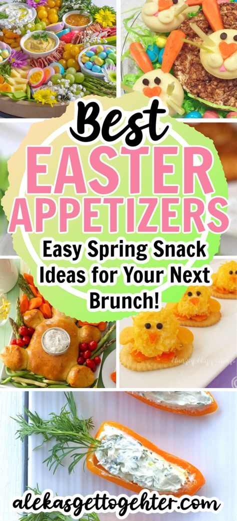 Easter Appetizers are very hard to find! That's why I created this list of awesome savory appetizers you will love. All are festive, cute and Easter themed! Easter Horderves Appetizer Recipes, Easy Appiterzers For Easter, Easter Appetizers Easy Dip Recipes, Easter Pepper Appetizer, Bunny Cheese Ball Easter Appetizers, Spinach Dip Appetizers, Easter Chick Deviled Eggs, Easter Dinner Side Dishes, Easter Dinner Sides