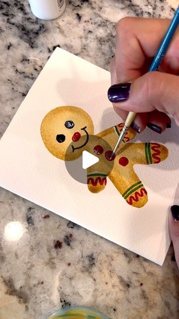 Gina on Instagram: "Happy December!! This is day one of my advent calendar for my little kiddos. I think they will enjoy this little gingerbread man, he’s just so cute!😊 🍪 there are so many fun holiday designs I can’t wait to make for them! #watercolor #gingerbread #cookies #christmascookies #advent #december #christmas #christmascountdown #instagram #artoninstagram #explore #explorepage #christmasdesign #adventcalendar #watercolordesign #watercolorcards #handpainted" Gingerbread Watercolor, Watercolor Gingerbread, December Crafts, White Nights, December Christmas, Paint White, Happy December, Christmas Countdown, Watercolor Cards