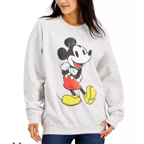 Mickey Mouse Brings Iconic Style To Your Casual Look With This Pullover Crewneck Sweatshirt From Disney. Approx. Model Height Is 5'10" And She Is Wearing A Size Medium Relaxed Fit Crewneck Graphic Print At Front; Ribbed Cuffs And Hem Cotton/Polyester Machine Washable Imported Web Id: 12658418 Sweat Oversize, Mickey Mouse Hoodie, Minnie Mouse Hoodie, Classic Mickey Mouse, Friends Sweatshirt, Sequined Sweatshirt, Mickey Mouse Sweatshirt, Crewneck Sweatshirt Women, Disney Hoodies