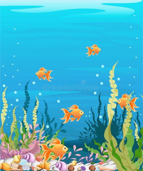 Under The Sea Background Marine Life Landscape - The Ocean And Underwater World With Different Inhabitants. For Print, Crea Stock Illustration - Illustration of bubble, algae: 94529817 Under The Sea Vector, Under The Sea Drawings, The Sea Background, Under The Sea Background, Sea Vector, Plant Cartoon, Ocean Drawing, Sea Drawing, Sea Background