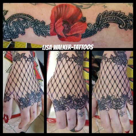 Lace glove #laceglove #glove #tattoo #lacetattoo #poppy #realism #gloves Lace Hand Tattoo, Black Lace Gloves, Wicked Tattoos, Lace Tattoo, Lace Gloves, Hand Tattoo, Realism, Tattoos For Women, Black Lace