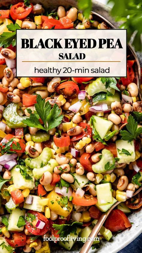 A 20-minute Black Eyed Pea salad made with fresh ingredients. Vegan and gf, this salad is perfect all year round. Black Eyed Peas And Green Beans, Recipes For Black Eyed Peas, Black Eyed Pea Salad Recipe, Black Eyed Pea Recipes, Black Eyes Peas, Black Eye Peas, Black Eyed Pea Salad, Black Eyed Peas Recipe, Pea Salad Recipes