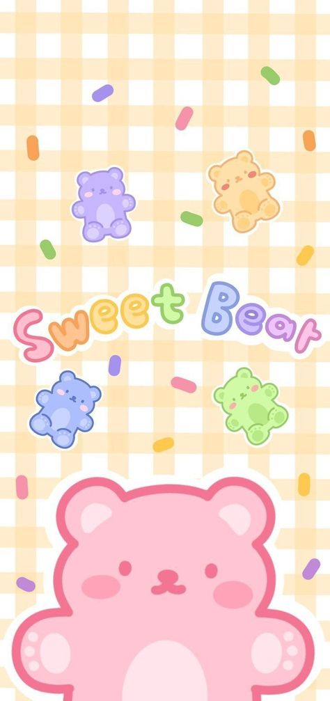 Kawaii Gummy Bear Wallpaper, Gummy Bear Aesthetic Wallpaper, Gummy Bear Wallpaper Iphone, Cute Gummy Bears Wallpaper, Gummy Bear Wallpaper, Kawaii Gummy Bear, Cute Kawaii Backgrounds, Watercolor Wallpaper Phone, Baby Pink Wallpaper Iphone