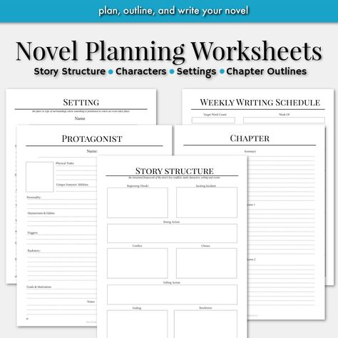 Novel Planning Worksheets, Novel Prompts, Novel Planning, Novel Planner, Writing Planner, Creative Writing Stories, Elementary Books, Sequencing Worksheets, Teaching Character