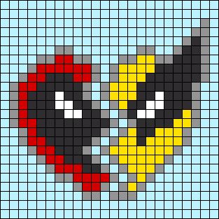 Easy Perler Bead Patterns Minecraft, Superhero Perler Beads, Deadpool And Wolverine Perler Beads, Pixel Simple Art, Wolverine Cross Stitch, Deadpool And Wolverine Pixel Art, X Men Perler Beads, Random Pixel Art, Deadpool Cross Stitch